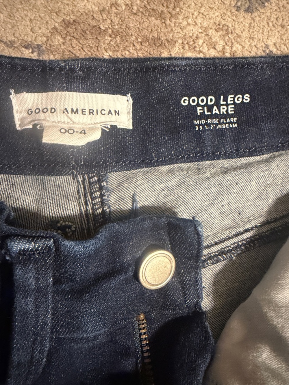 Good American Dark Indigo Good Legs Flare Jeans - Picture 2 of 5